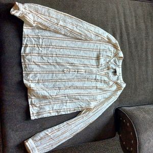 Cream and gold stripped long sleeve blouse
